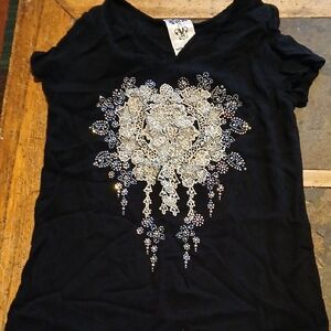 Be Vocal Black Top with Silver Embellishments